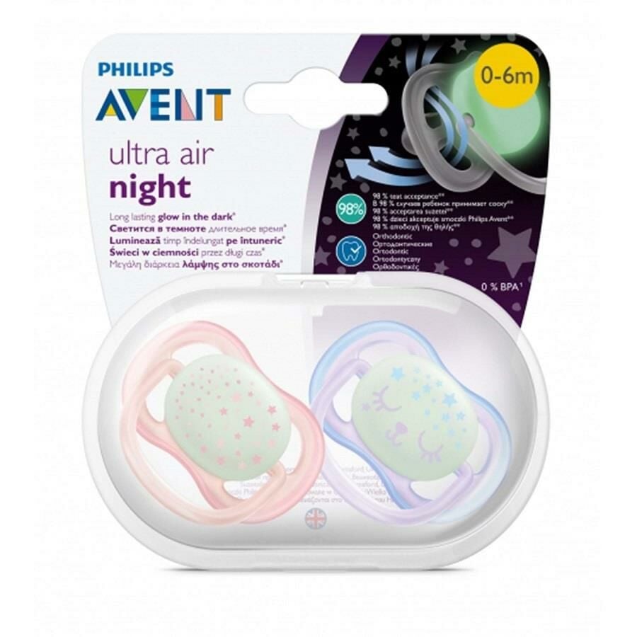 Avent 37612 Ultra Air Night Karanlıkta Parlar Gece Emziği 0-6 ay Kız