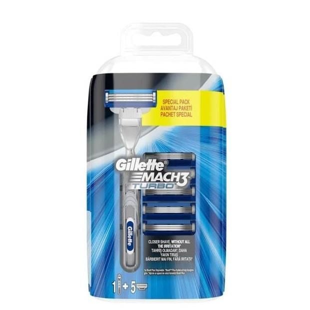 Gillette Mach3 Turbo Makina + 5 Yedek Biçak