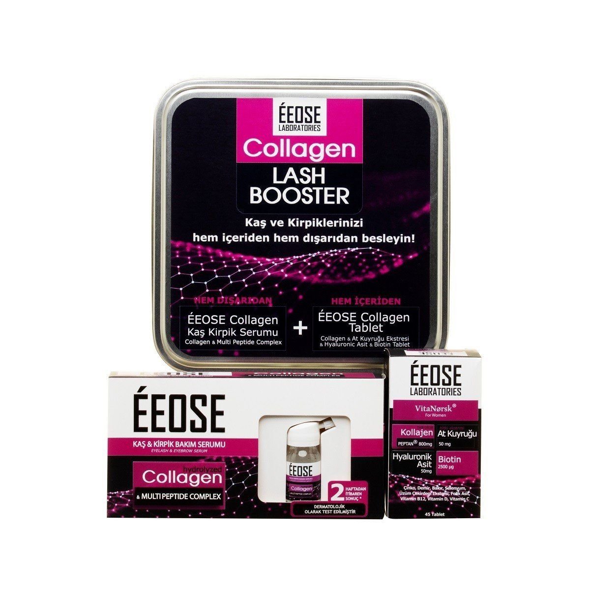 Eeose Collagen Kaş Kirpik Serumu ve Collagen Tablet KOFRE