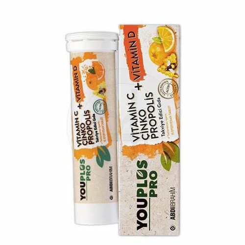 YouPlus PRO Vitamin C Çinko Vitamin D Propolis Effervesan 15 Tablet