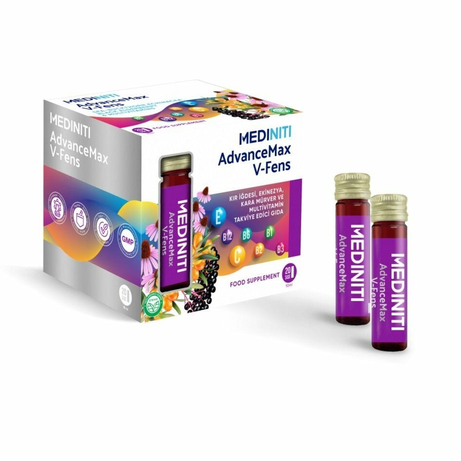 AdvanceMax V-Fens Kır İğdesi, Ekinezya, Kara Mürver ve Multivitamin Sıvı 20 Şişe