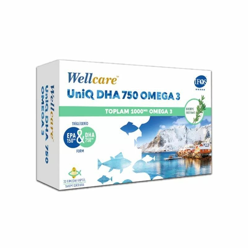 Wellcare UniQ DHA 750 MG Omega 3 Balık Yağı 30 Kapsül