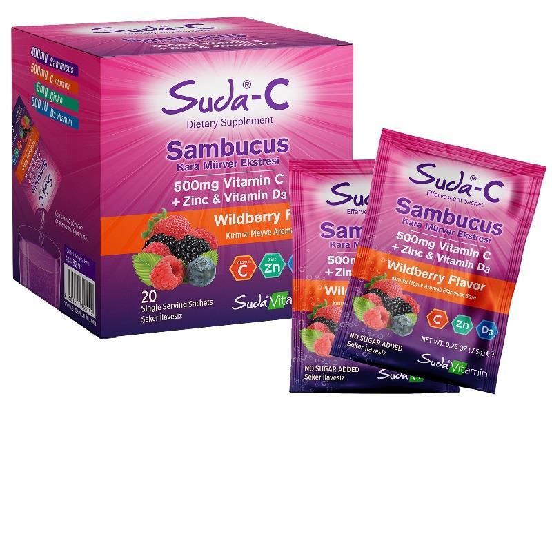 Suda Vitamin C Sambucus Zinc Çinko D3 20 Şase