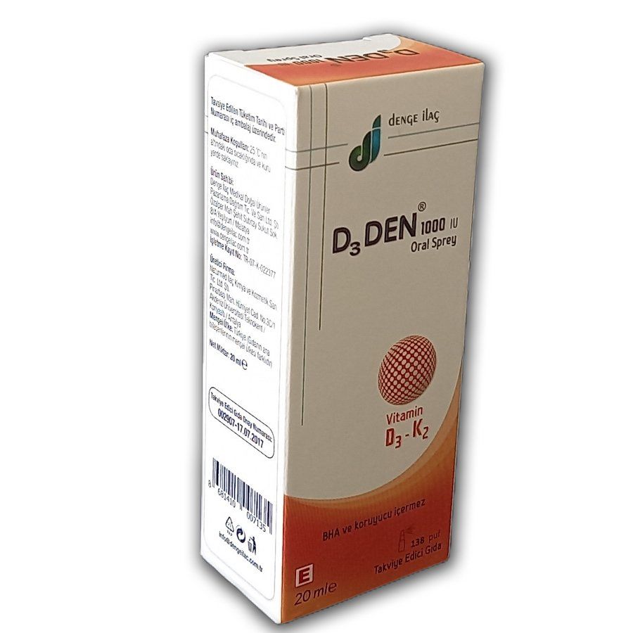 D3DEN D3+K2 1000IU Oral Sprey 20ml