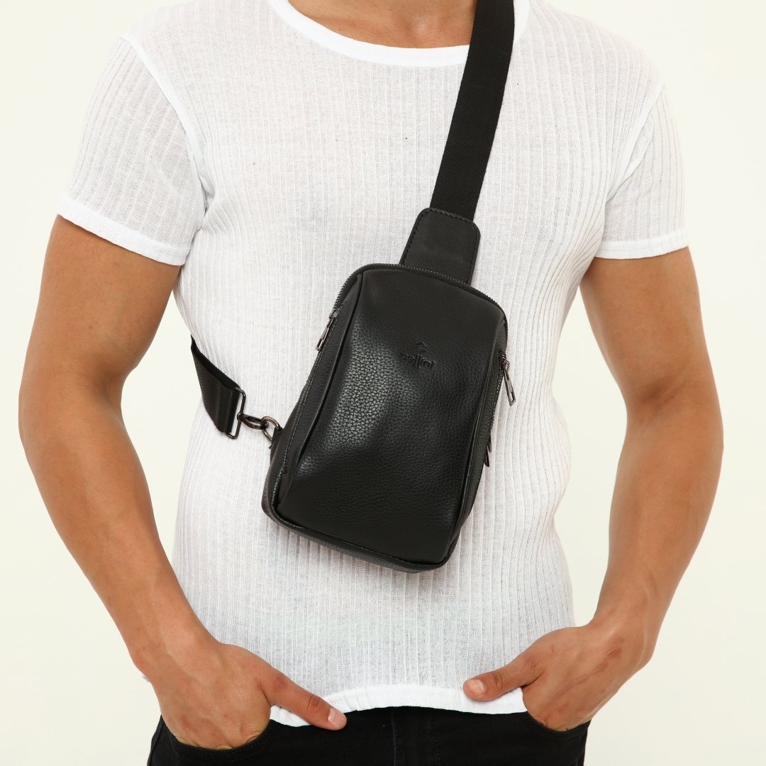 Erkek Siyah Omuz Çantası Body Bag Freebag 190
