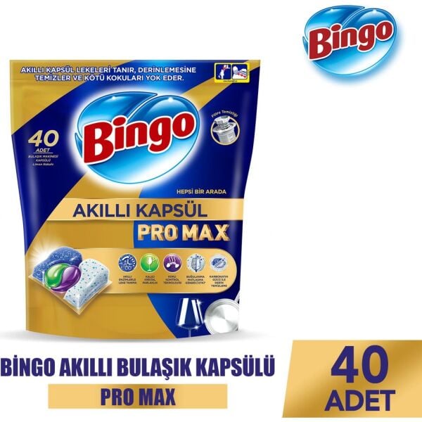 Bingo Akıllı Kapsül Pro Max Bulaşık Makinesi Deterjanı Tableti 40'lı