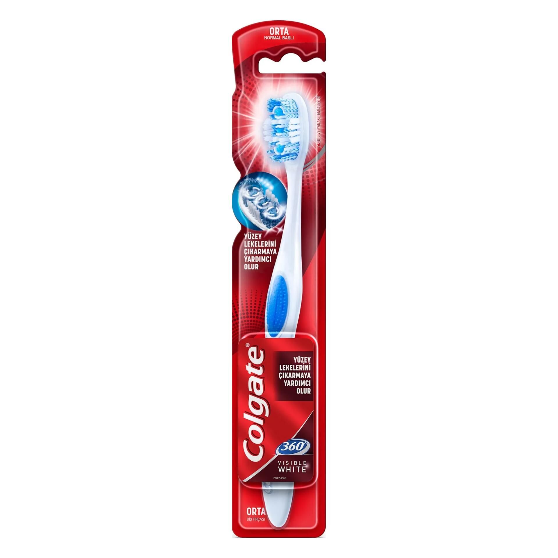 Colgate 360 Visible White Beyazlatıcı Orta Diş Fırçası