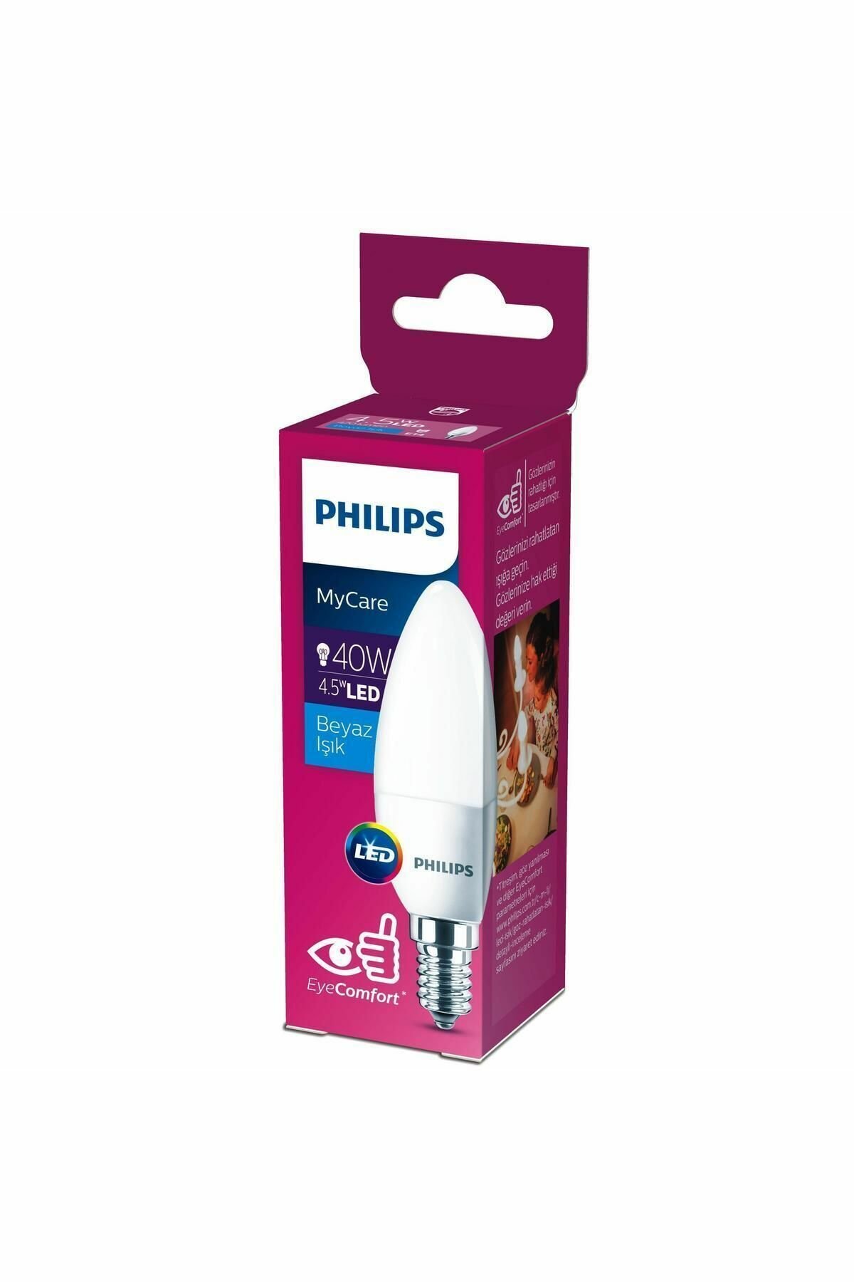 Philips Mycare 5W-40W 6500K Beyaz Işık E14 Duy Mum Buji LED Ampul