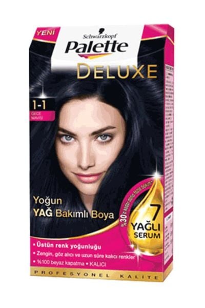 Palette Deluxe Yoğun Renkler Saç Boyası 1-1 Gece Mavisi