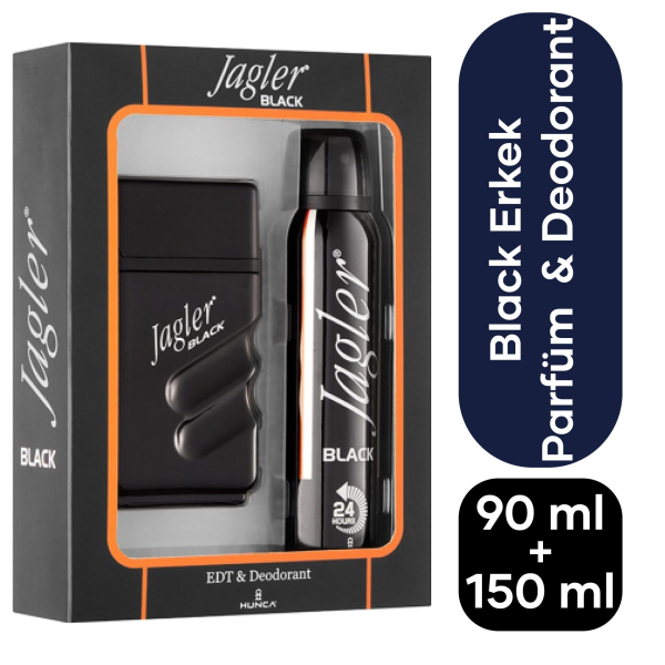 Jagler Parfüm Black EDT 90 Ml Ve 150Ml Deodorant Erkek Parfüm Set