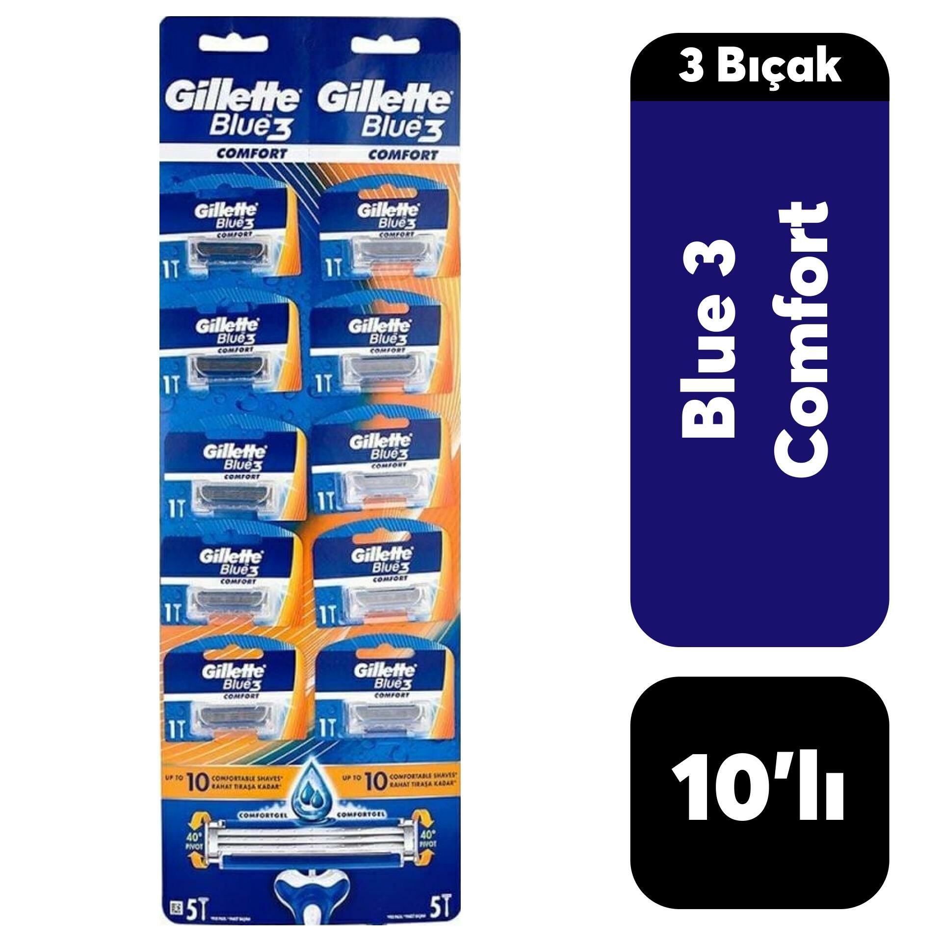 Kartela Gillette Blue3 Comfort 10'lu