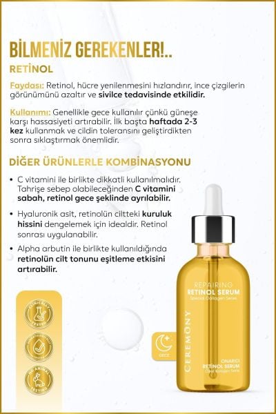 Ceremony Retinol Onarıcı Cilt Bakım Serumu 30 ml