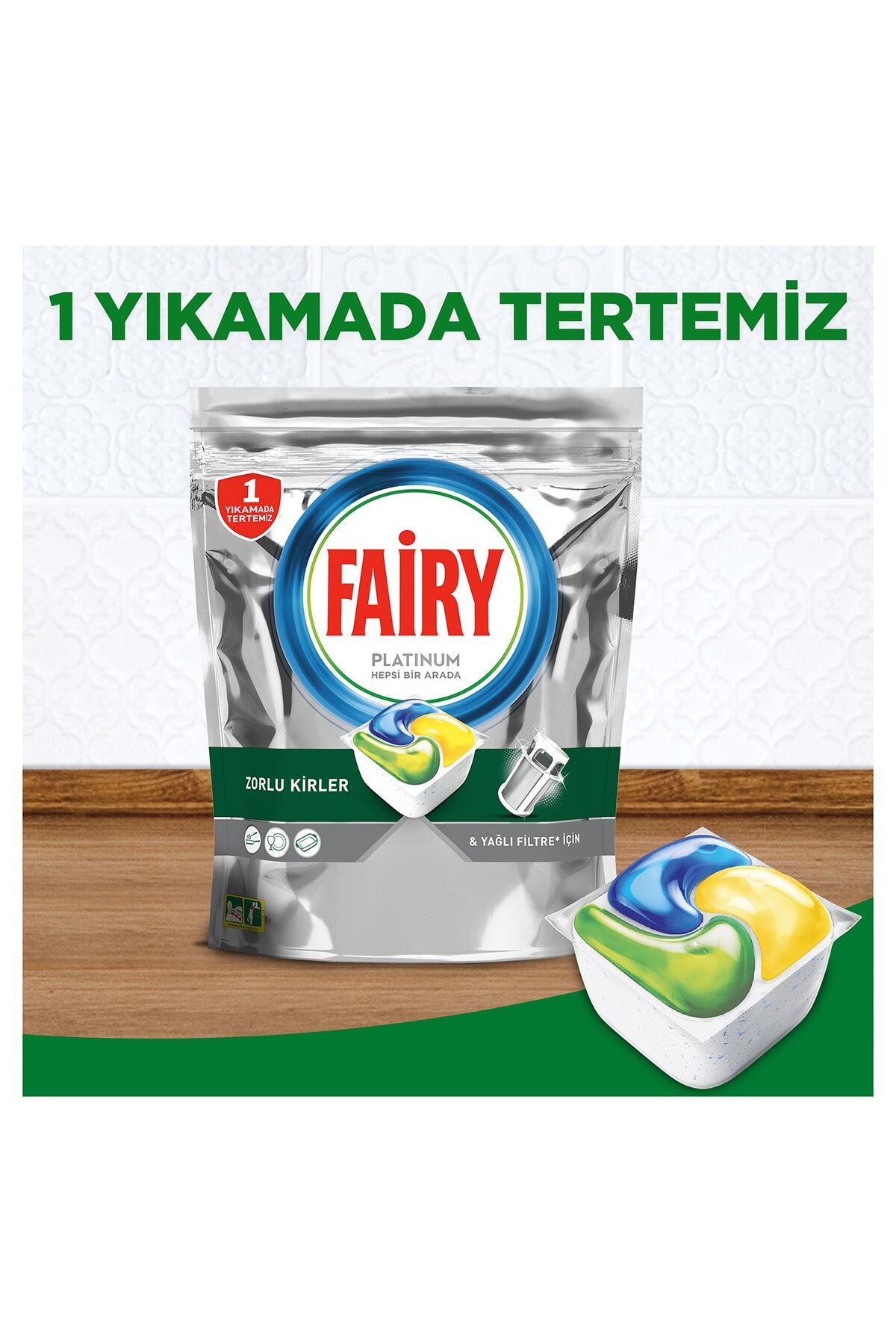 Fairy Platinum Bulaşık Makinesi Deterjanı Tableti / Kapsülü Limon Kokulu 60 Yıkama