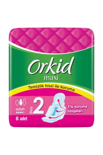 Orkid Maxi Hijyenik Ped Uzun Tekli Paket 8'li