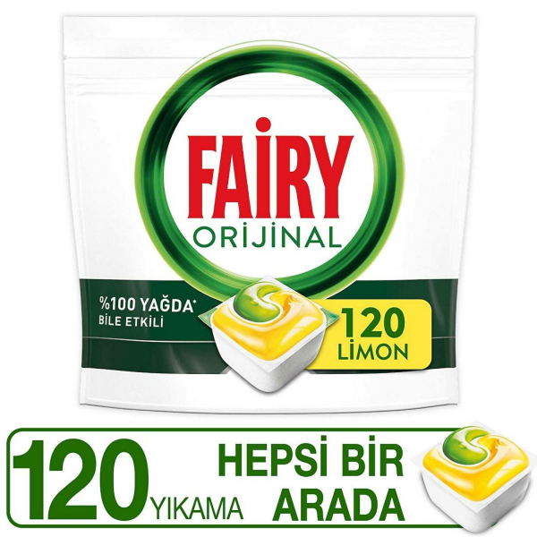 Fairy Hepsi Bir Arada 120 Yıkama Bulaşık Makinesi Deterjanı Kapsülü Limon Kokulu