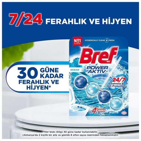 Bref Power Aktiv Katı Klozet Blok Okyanus Kokulu 2'li Paket