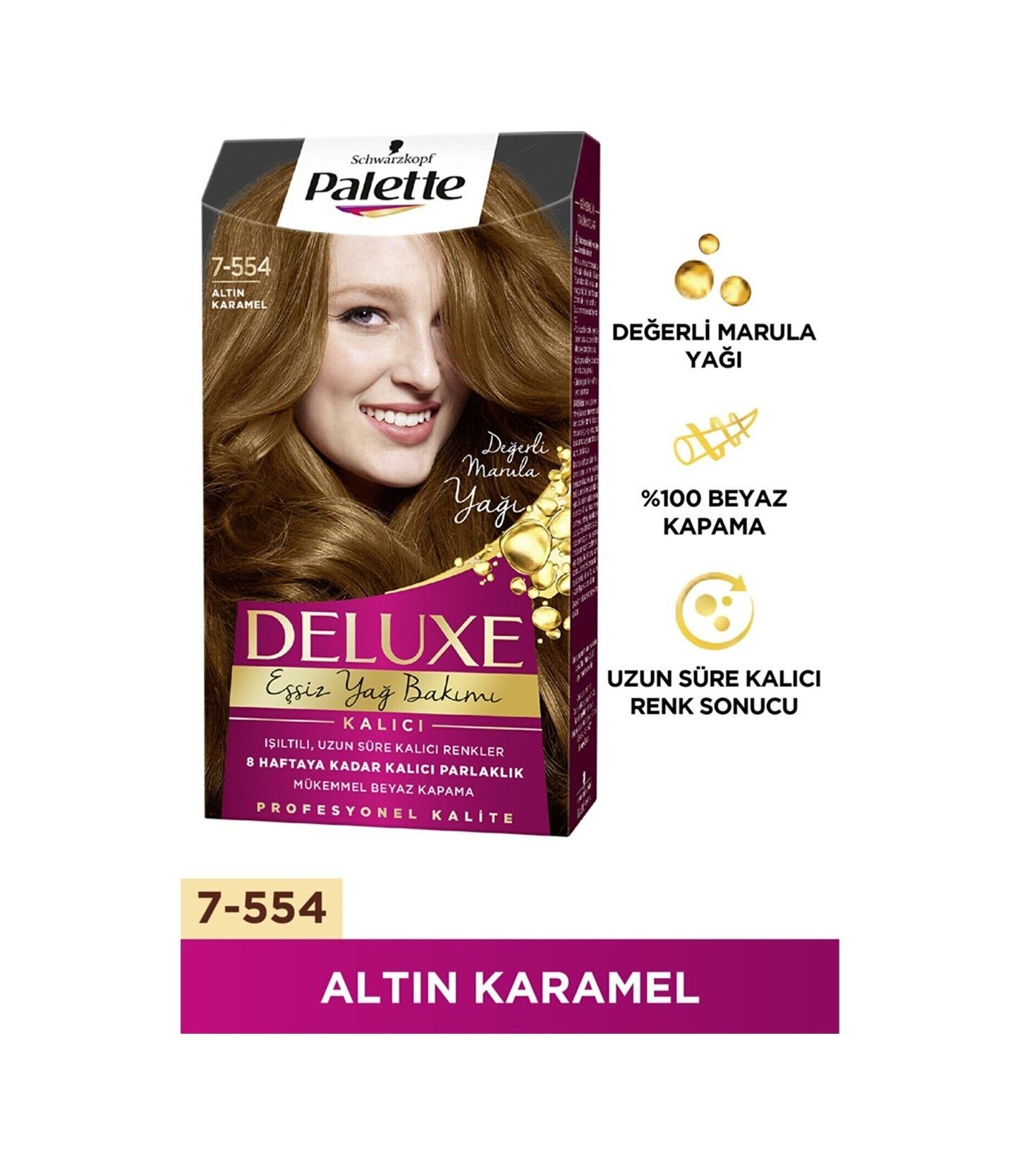 Palette Deluxe Kit Saç Boyası - 7.554 - Altın Karemel