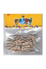 Putı Ahşap Mandal Natural Küçük 24'lü