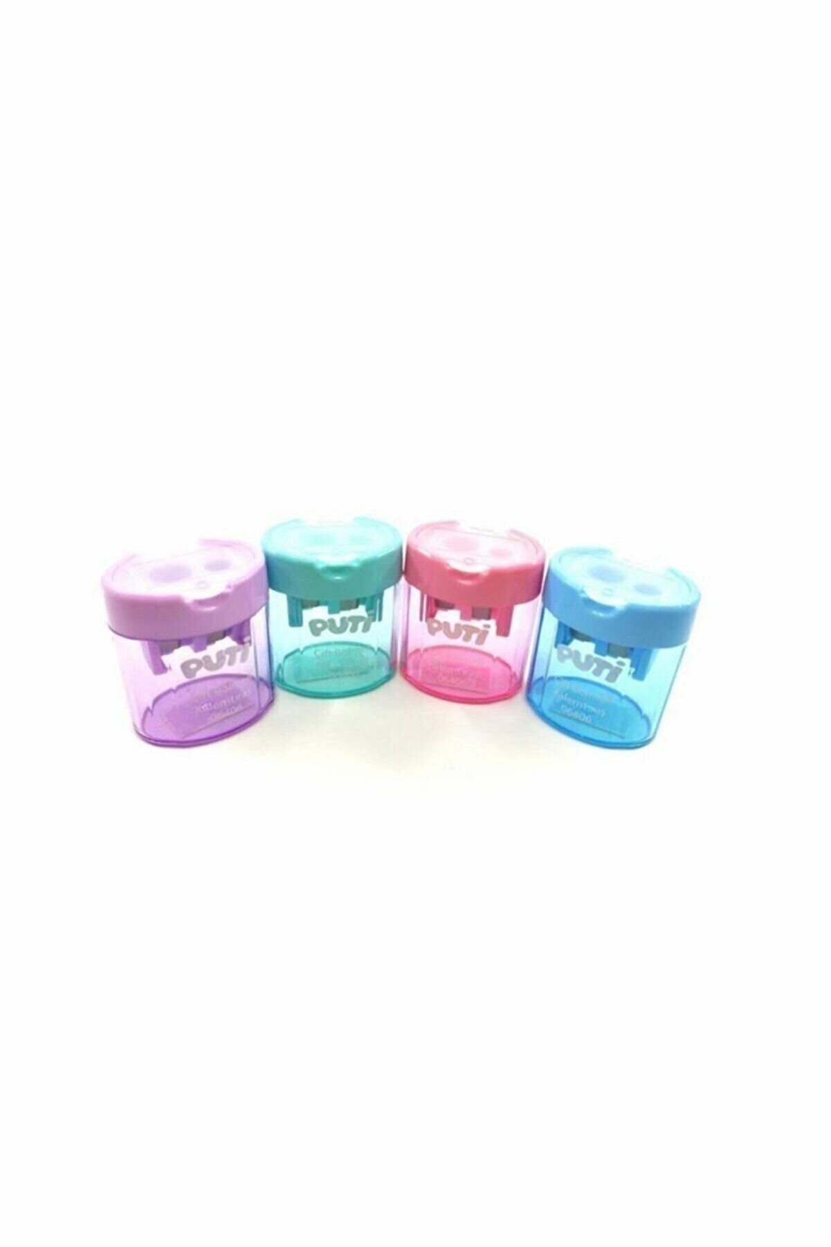 Puti Çift Bölmeli Kalemtıraş 4 Pastel Renk 2'li