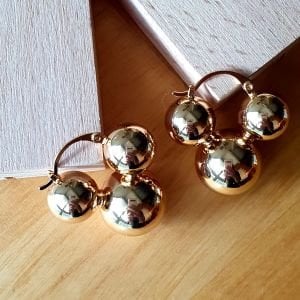 Bombeli Gold Halka Küpe