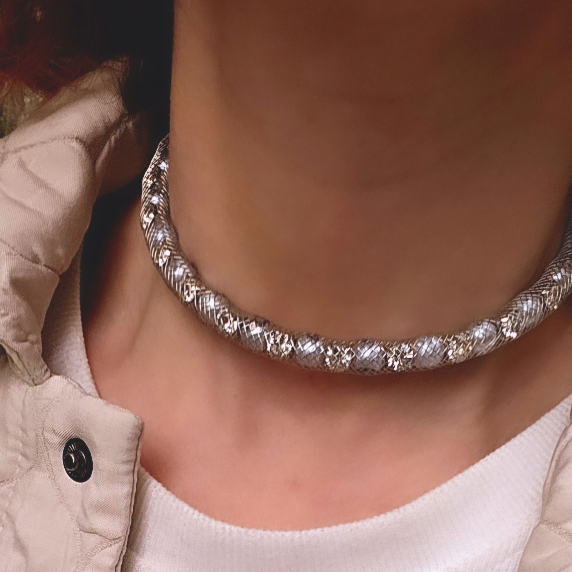 Gümüş Telli İncili Choker