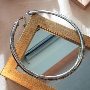 Gümüş Ezme Choker Kolye