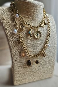 Çelik Charm Kolye Kahve