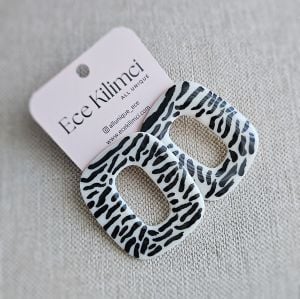 Zebra Kare Küpe
