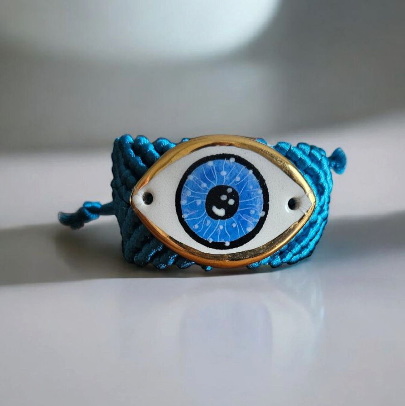 Golden Eye Örme Bileklik Mavi