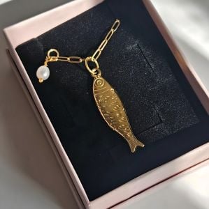 İncili Balık Kolye 60 cm