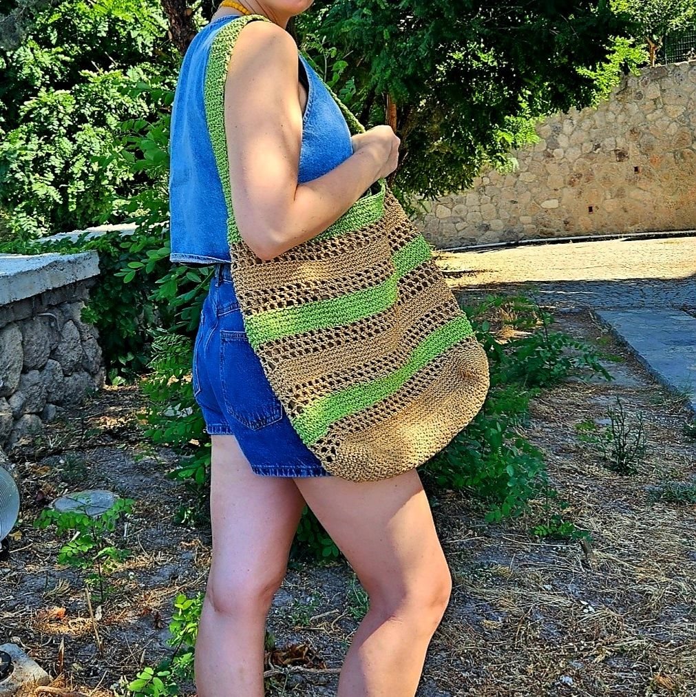 Çizgili Kol Çantası