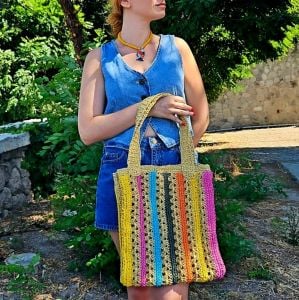 Çok Renkli Hasır Kol Çantası