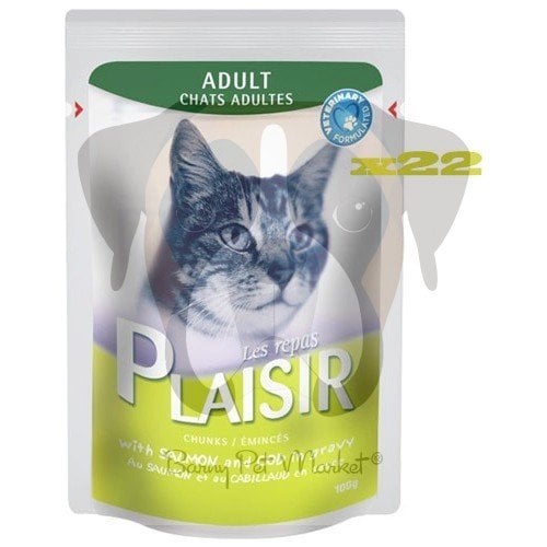 Plaisir Somonlu & Morina Balıklı Yaş Kedi Maması 100 gr x 22 Adet