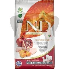N&D Pumpkin Tahılsız Bal Kabaklı, Tavuk Etli Ve Narlı Orta Ve Büyük Irk Yetişkin Köpek Maması 2.5Kg