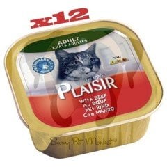 Plaisir Sığır Etli Pate Yaş Kedi Maması 100 gr x 12 Adet