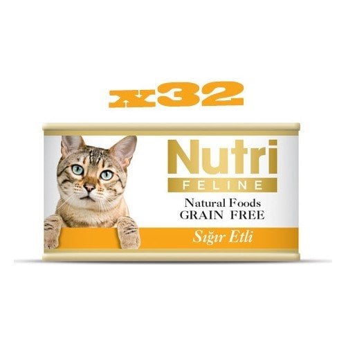 Nutri Feline Tahılsız Sığır Etli Yaş Kedi Maması 85 gr x 32 Adet