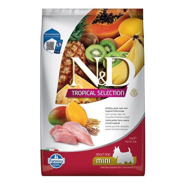 N&D Tropical Selection Tavuklu Küçük Irk Yetişkin Köpek Maması 5 KG