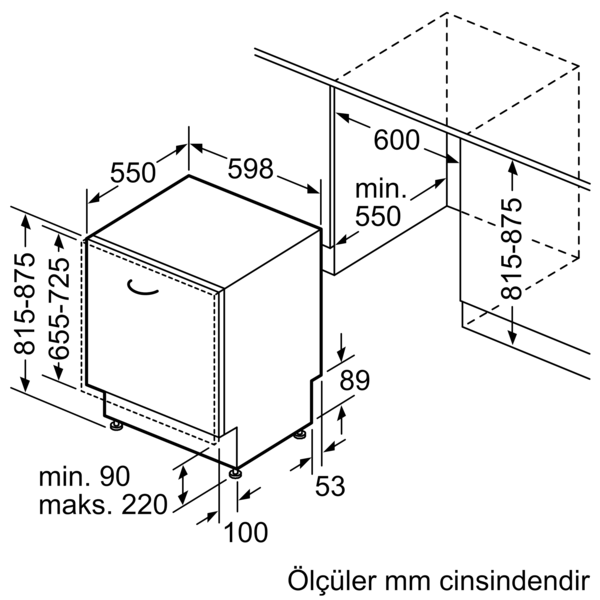 BMA5102EV Tam Ankastre Bulaşık Makinesi 60 cm