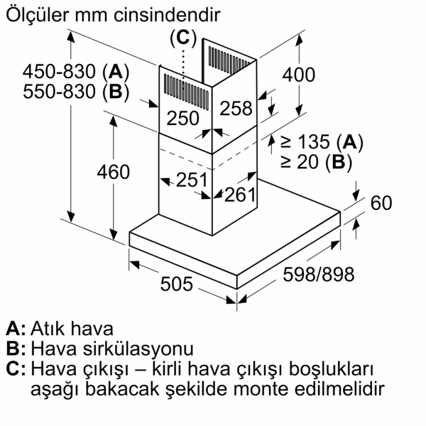 DVB6K720 Duvar Tipi Davlumbaz 60 cm Beyaz
