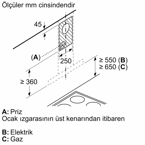 DVB6K720 Duvar Tipi Davlumbaz 60 cm Beyaz
