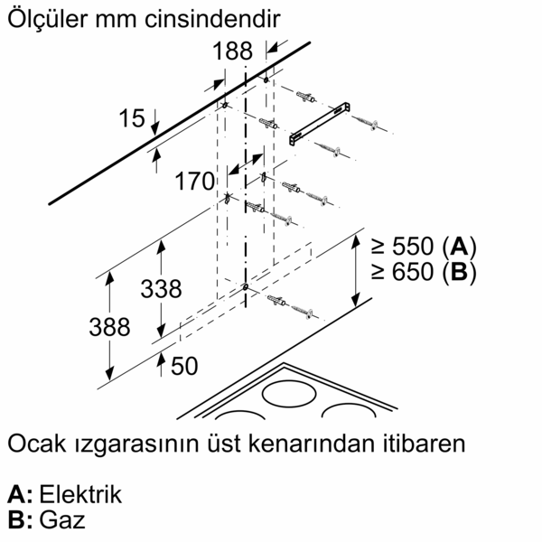 DVB6K720 Duvar Tipi Davlumbaz 60 cm Beyaz