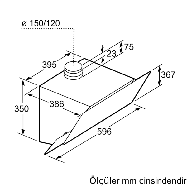 DVK6J671 Duvar Tipi Davlumbaz 60 cm Platin gri cam yüzey