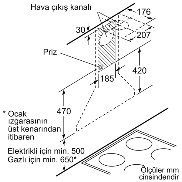 DVP6C460 Duvar Tipi Davlumbaz 60 cm Siyah