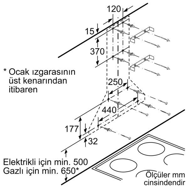 DVP6C460 Duvar Tipi Davlumbaz 60 cm Siyah