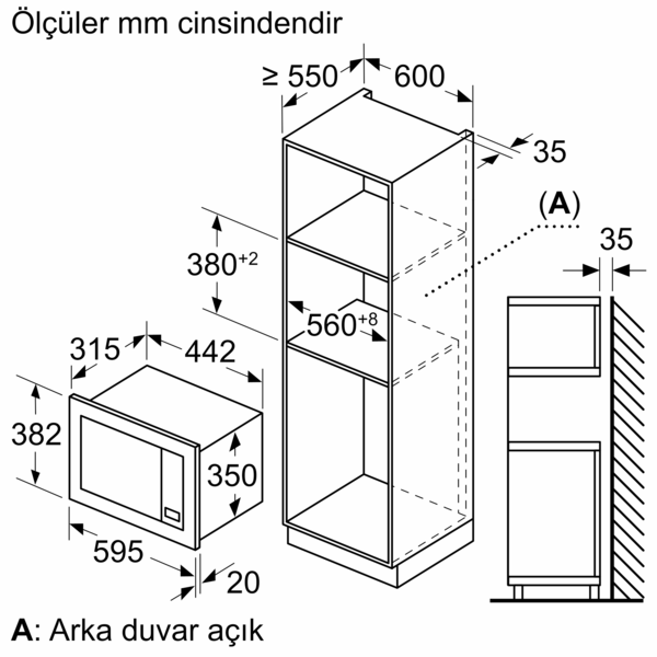 FRIAT8AB Ankastre Mikrodalga Beyaz
