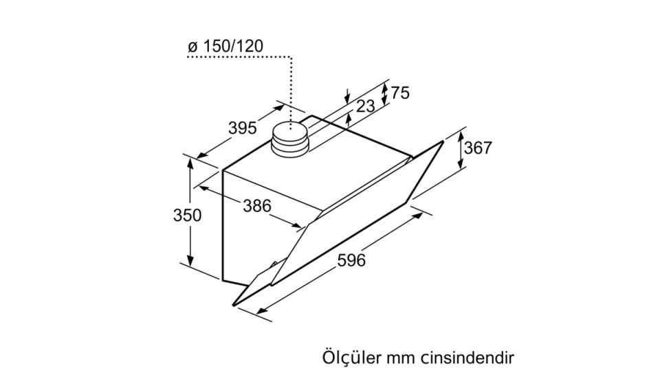 DVK6J621 Duvar Tipi Davlumbaz 60 cm Beyaz Cam Yüzey