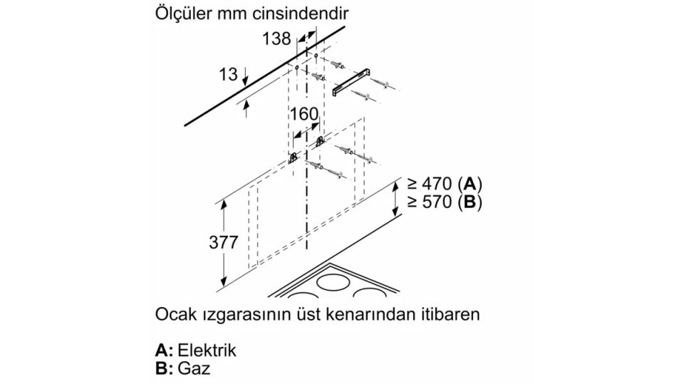 DVK6J661 Duvar Tipi Davlumbaz 80 cm Siyah Cam