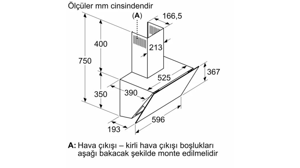 DVK6J669 Duvar Tipi Davlumbaz 60 cm Siyah Cam
