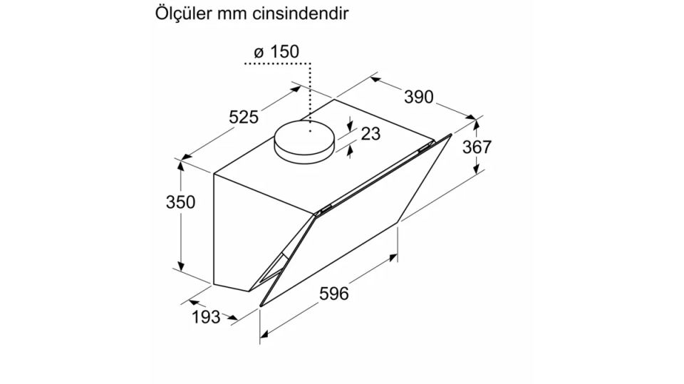 DVK6J669 Duvar Tipi Davlumbaz 60 cm Siyah Cam