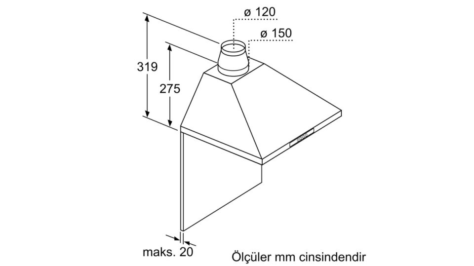 DVP6R460 Duvar Tipi Davlumbaz 60 cm Siyah